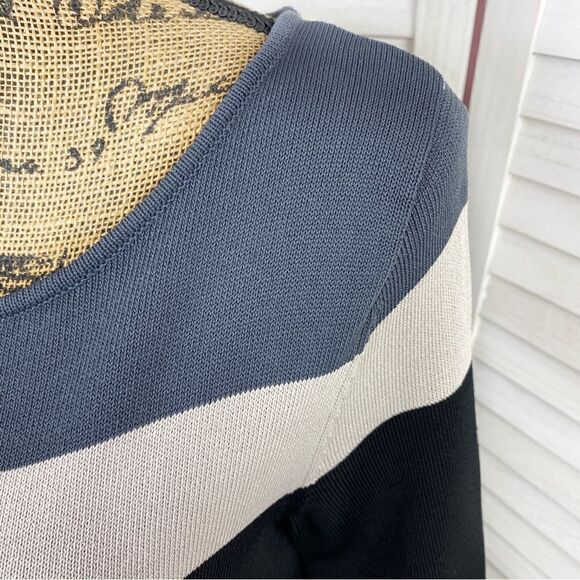 Nine West Colorblock Stripe Ponte Knit Sheath Dress Black Gray Medium Sweater - Picture 5 of 13